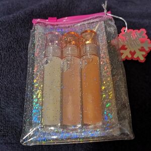 Glitter Lip Gloss Set with Pink, Orange, and Cream Shades